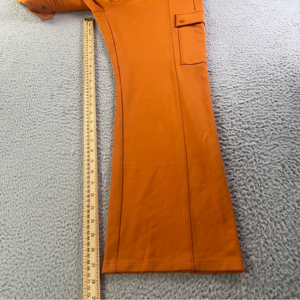 Athleta Delancey Straight Cargo Pants Women Large Orange Pull On Athletic Preppy - Picture 5 of 9